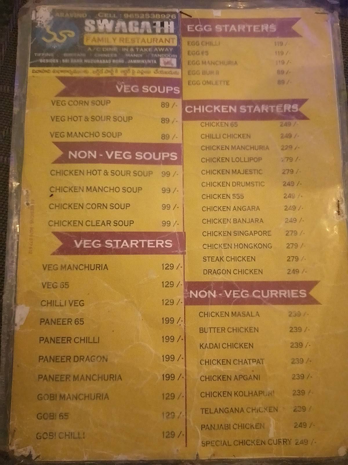 Maa Swagath Grand Family Restaurant menu