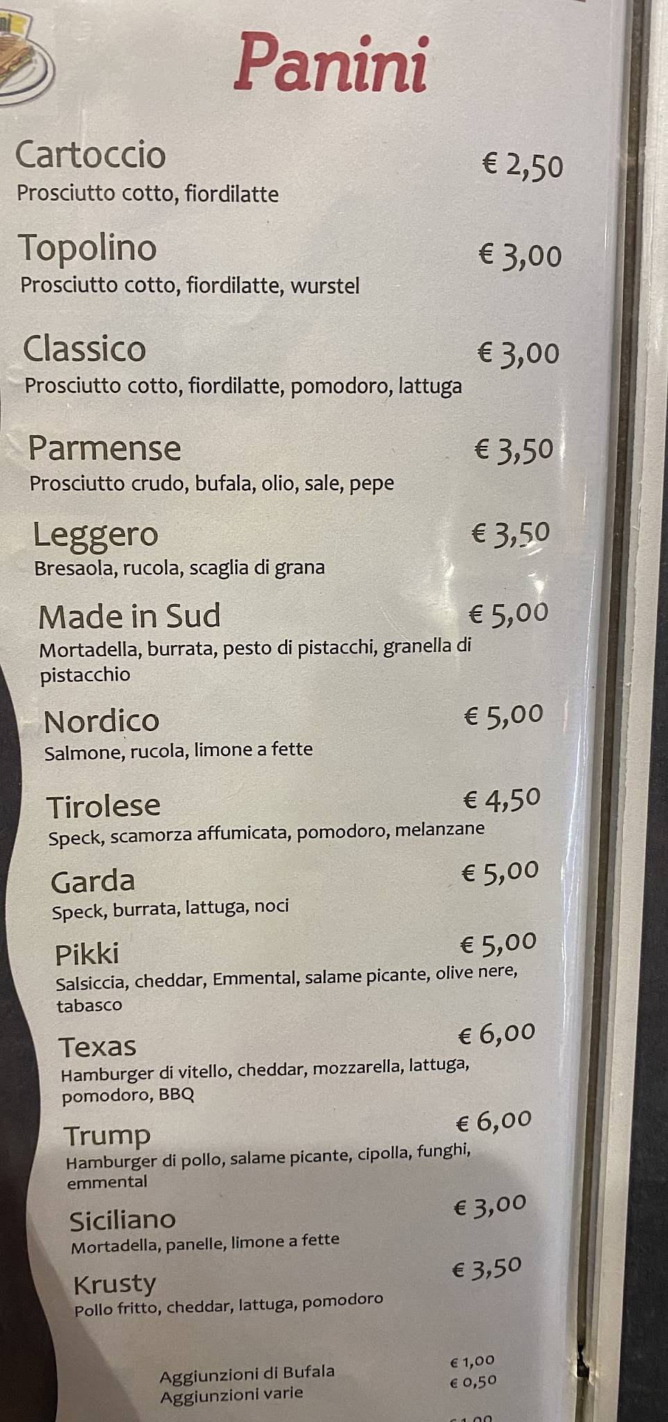 Menu di Made in sud 