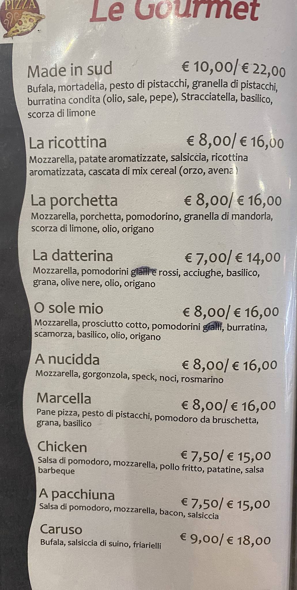 Menu di Made in sud 