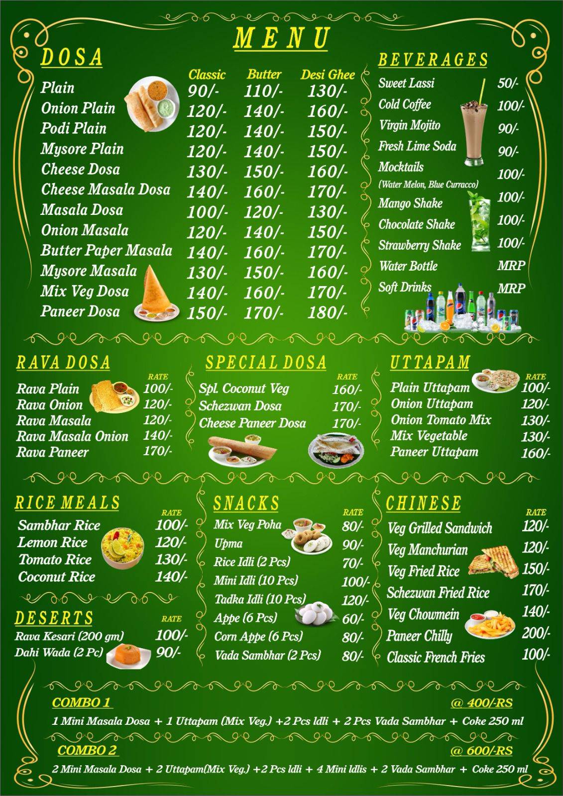 Madrasi Dosa menu