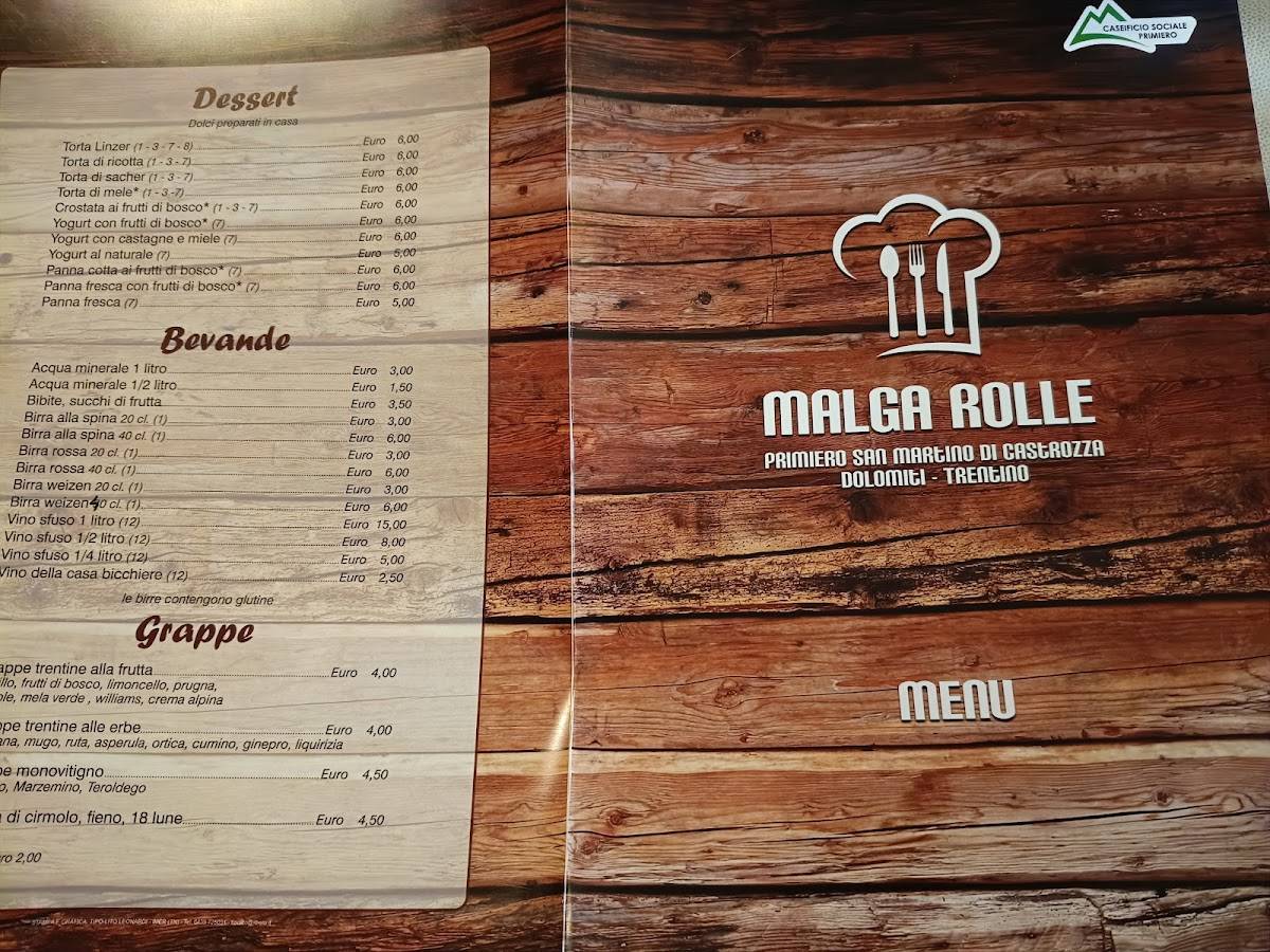 Menu di Malga Rolle 