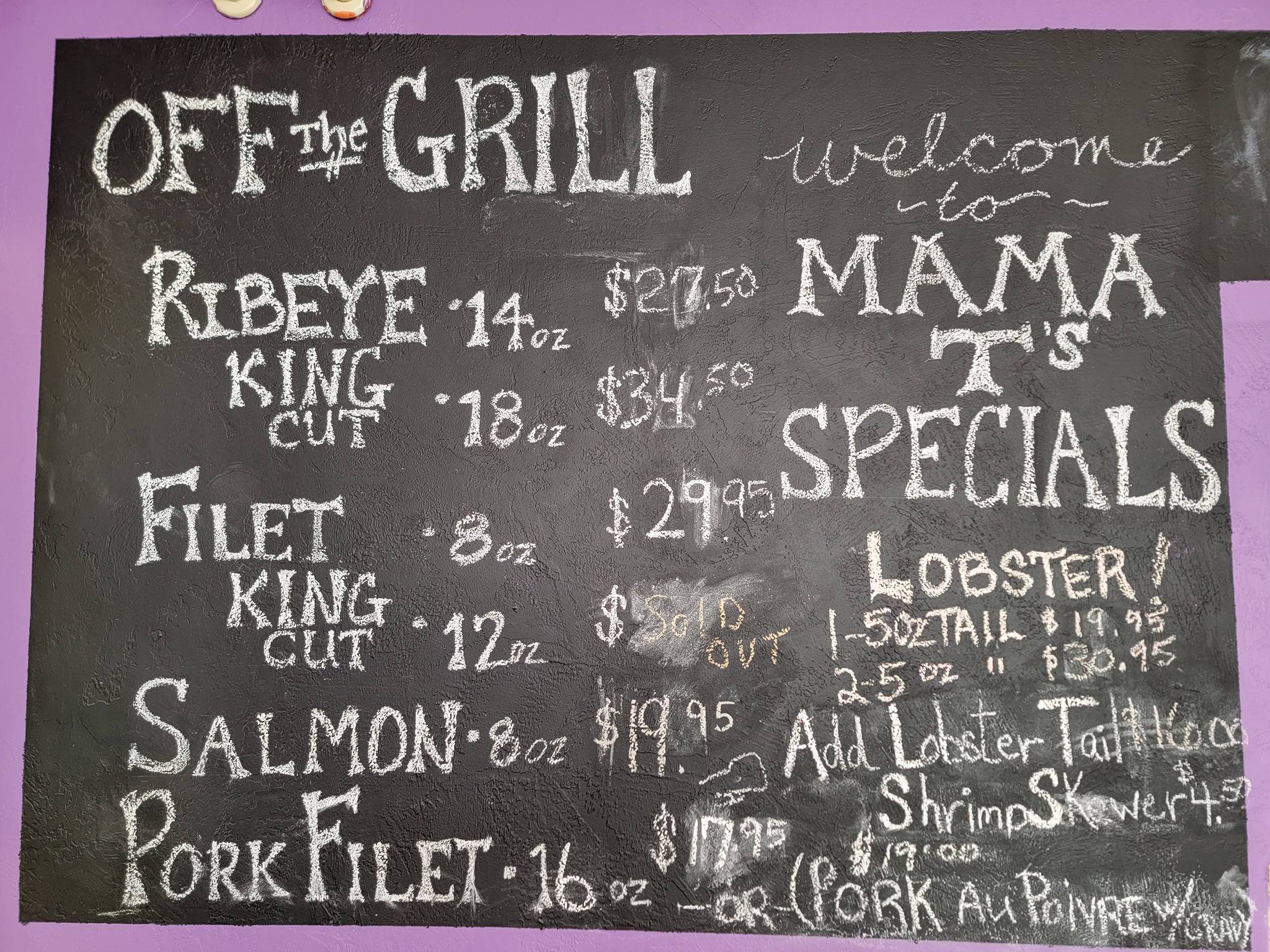 Menu at Mama T's Italian Steakhouse, Huntingburg