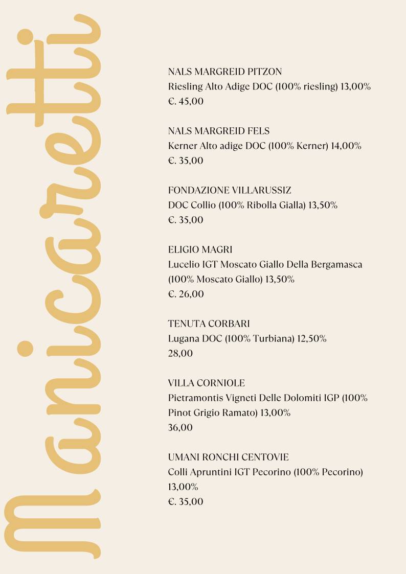 Menu di Manicaretti 