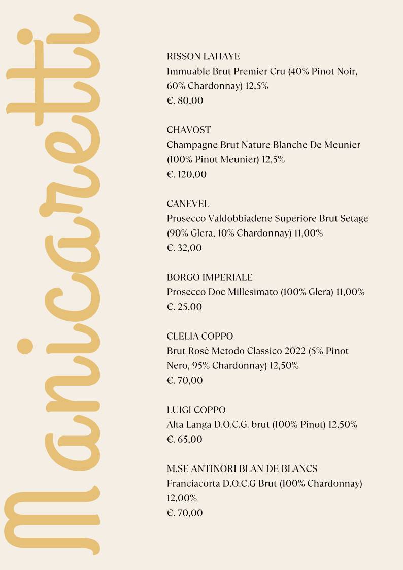 Menu di Manicaretti 