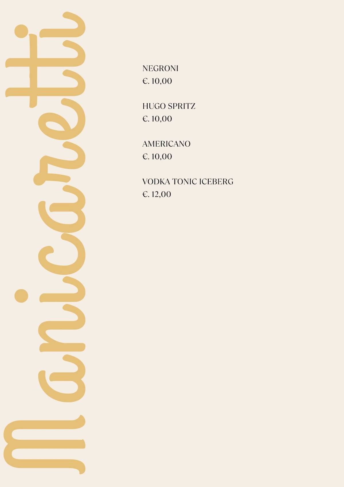 Menu di Manicaretti 