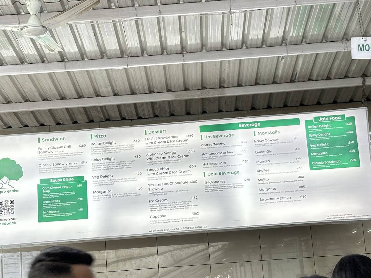 Mapro Garden menu