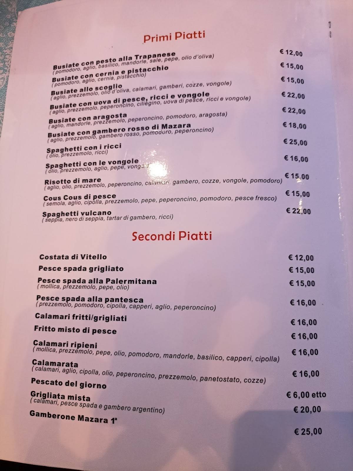Menu di La Piazzetta - Ristorante Pizzeria 