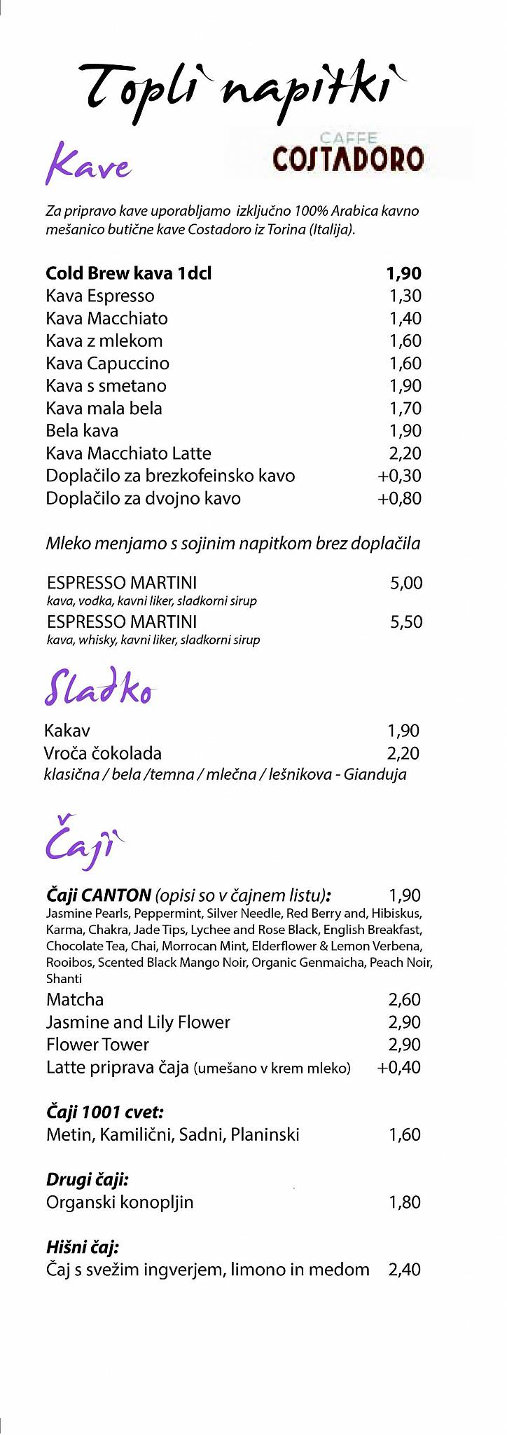 Menu di Piaf 