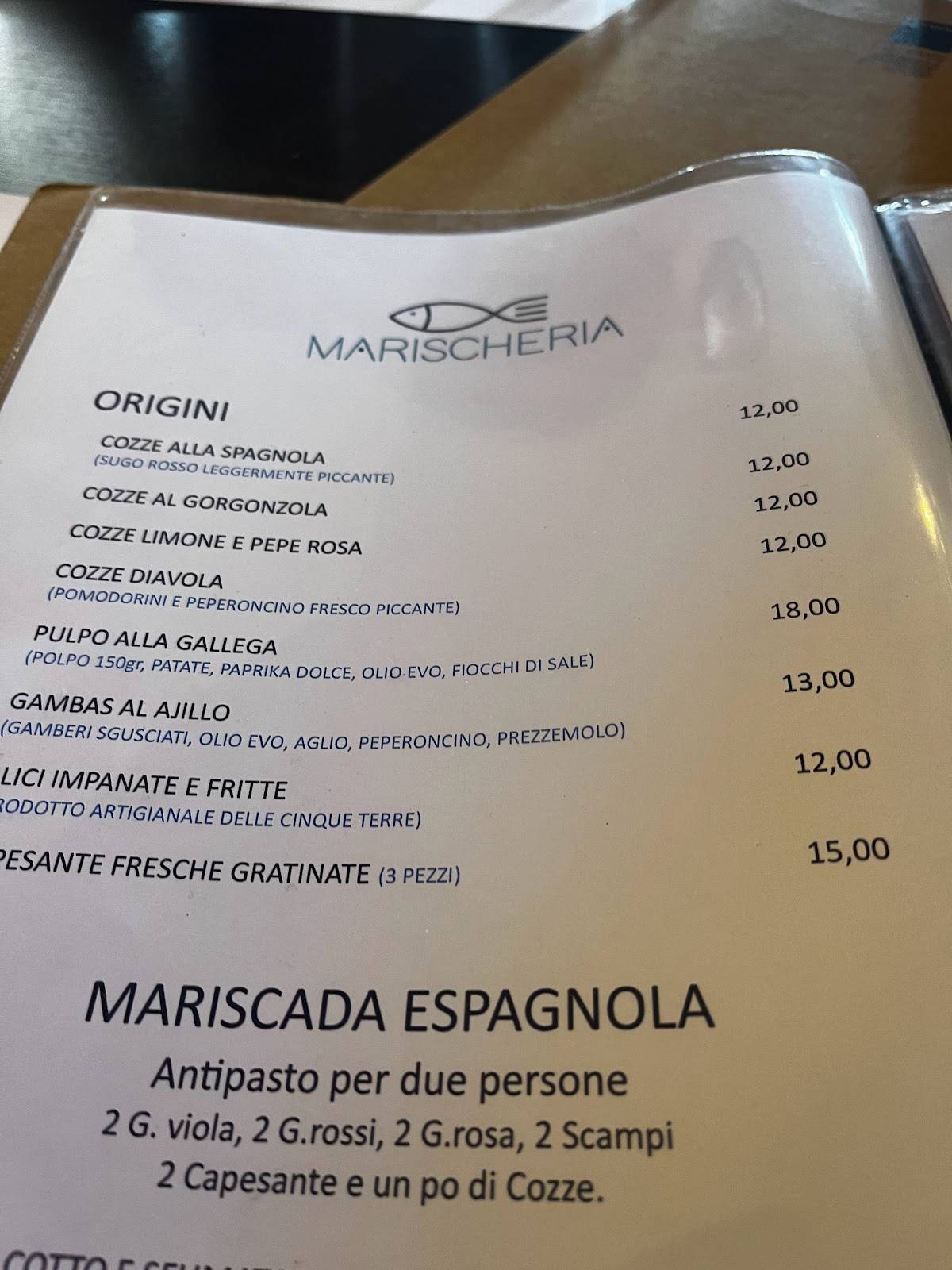 Menu di Marischeria 