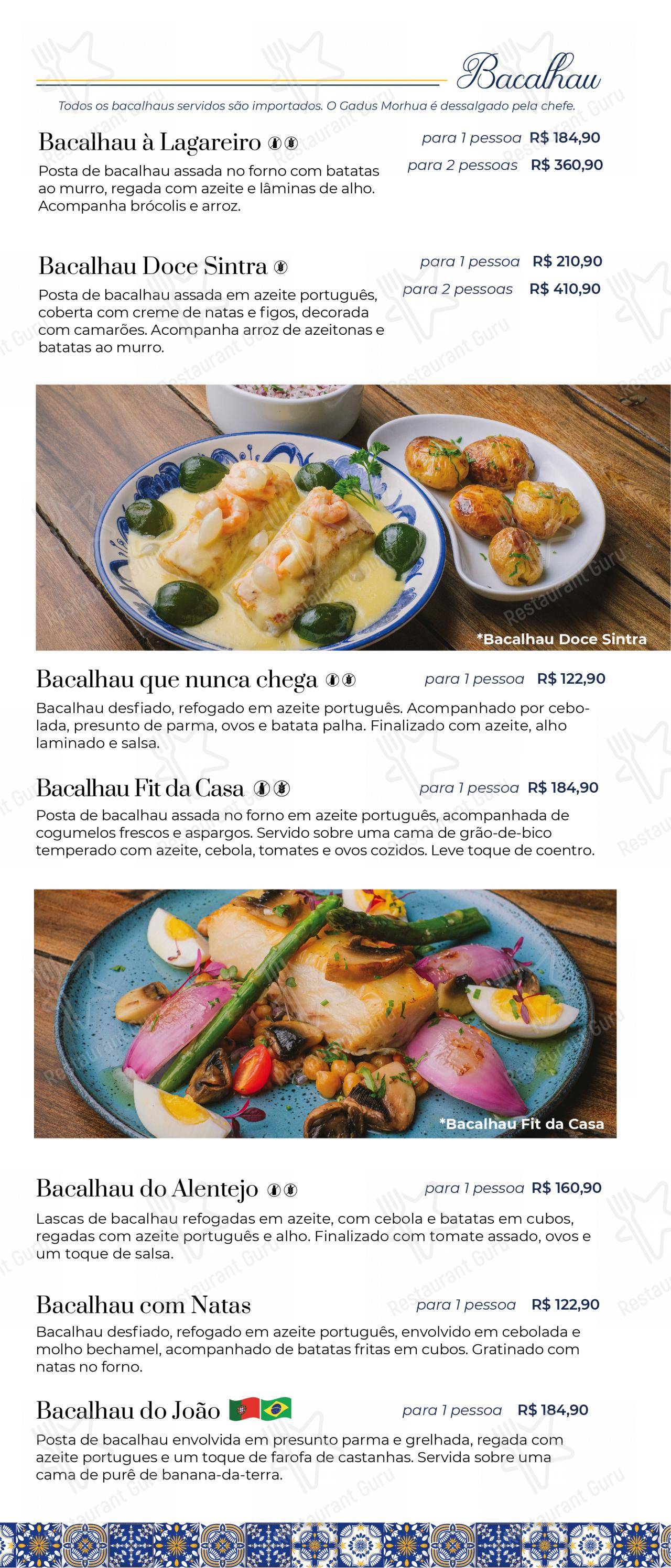 Menu para Marisqueira Sintra restaurante