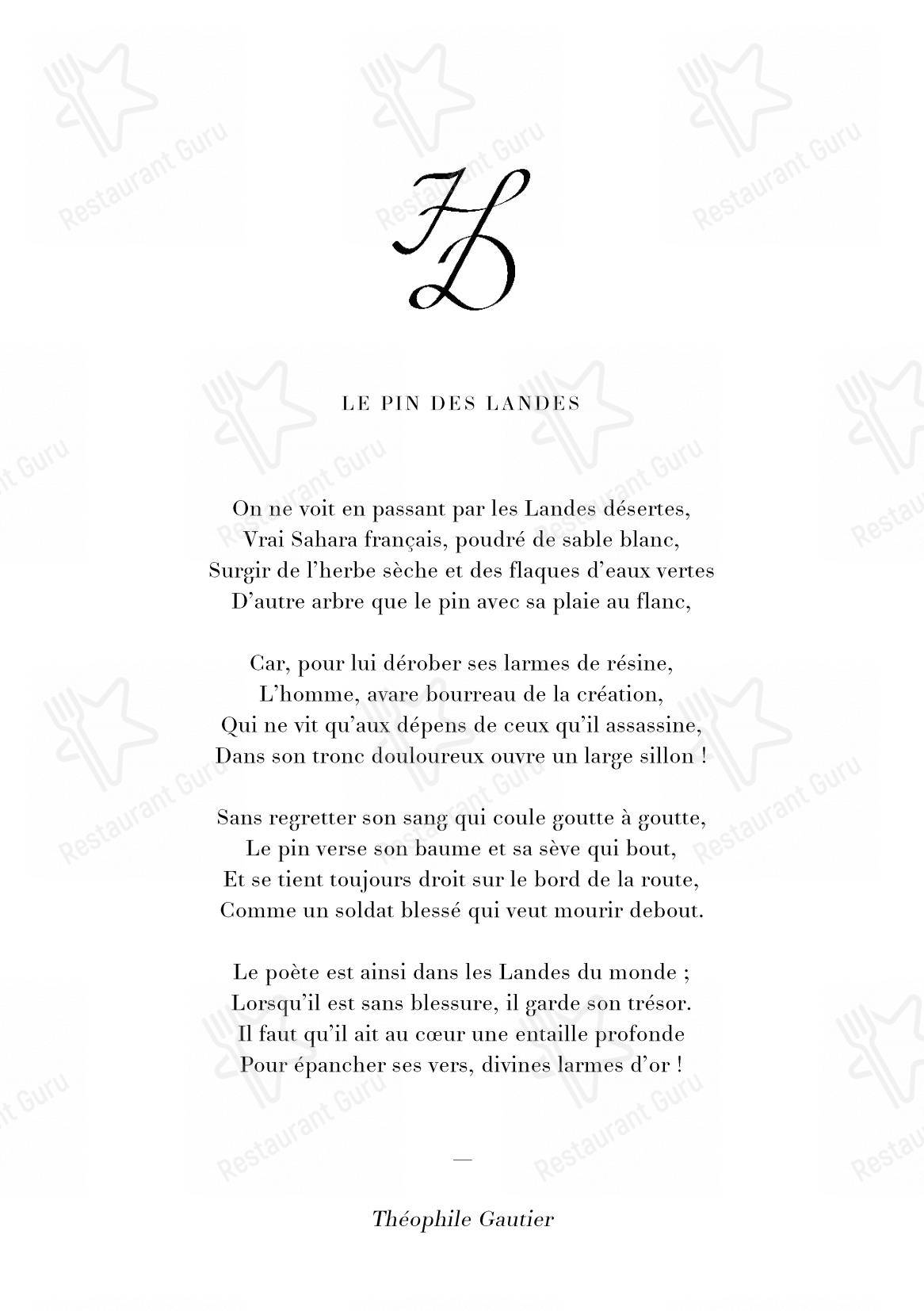 Menu bar pour Marsan par Hélène Darroze dans Paris