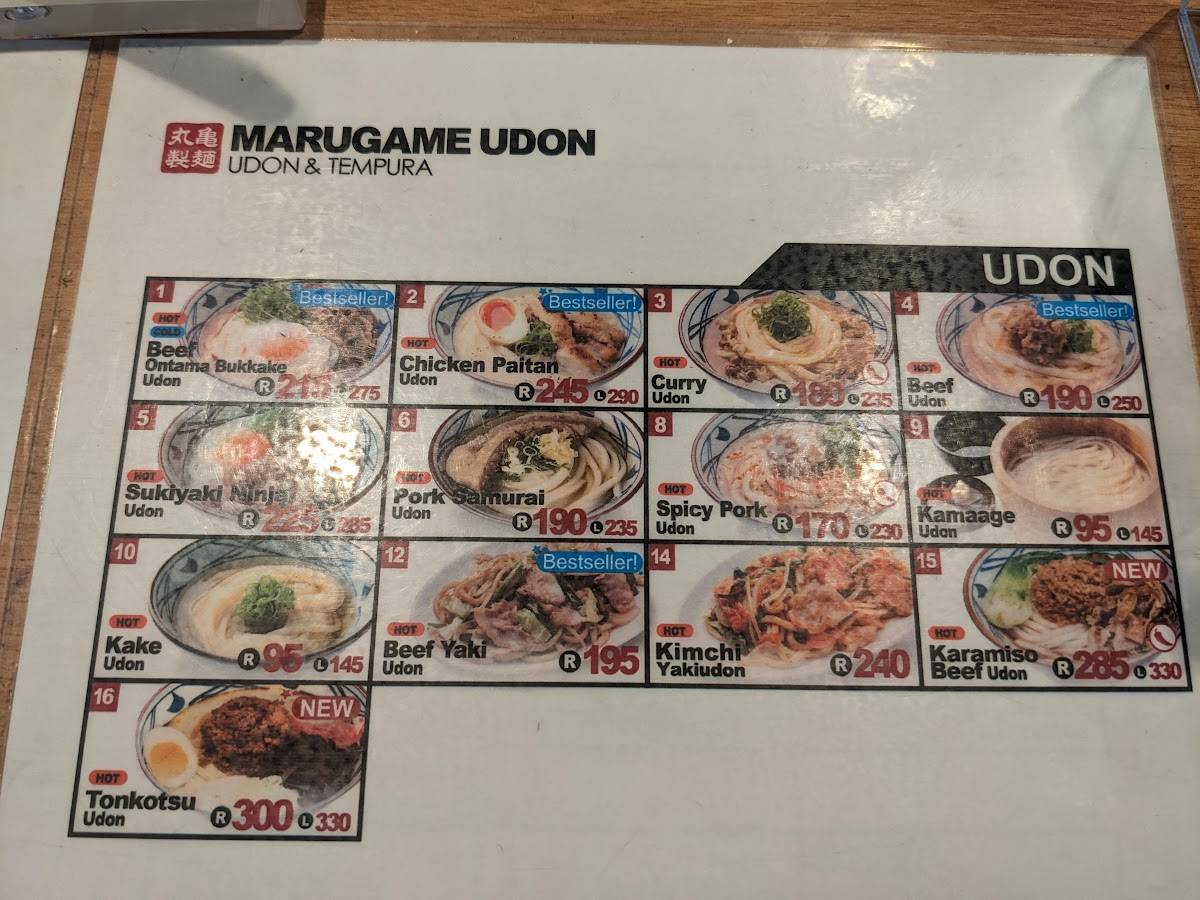 Menu At Marugame Udon Udon And Tempura Sm Megamall Restaurant