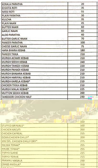 Masala Mantra menu