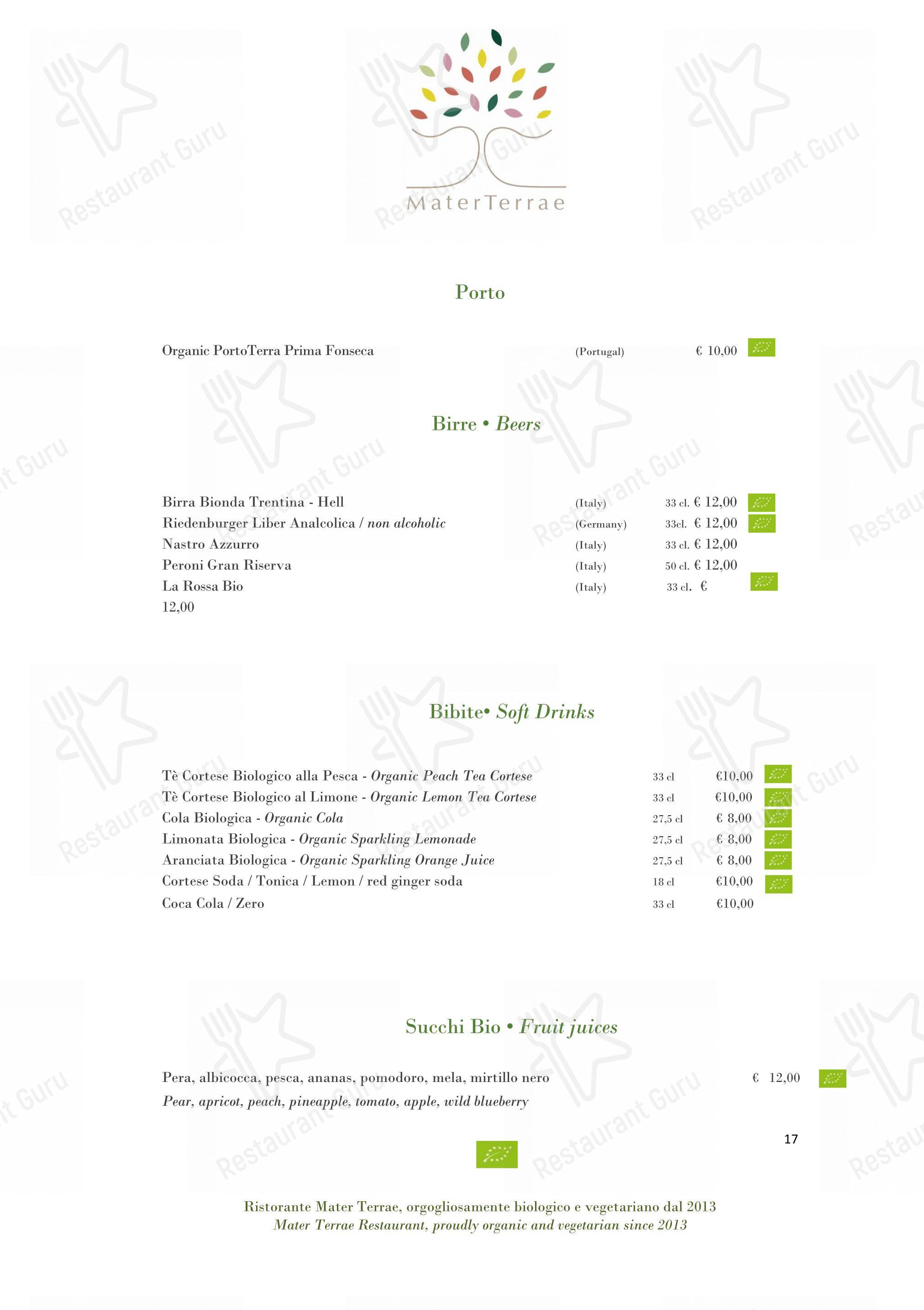 Mater Terrae in Roma - Dinner Menu