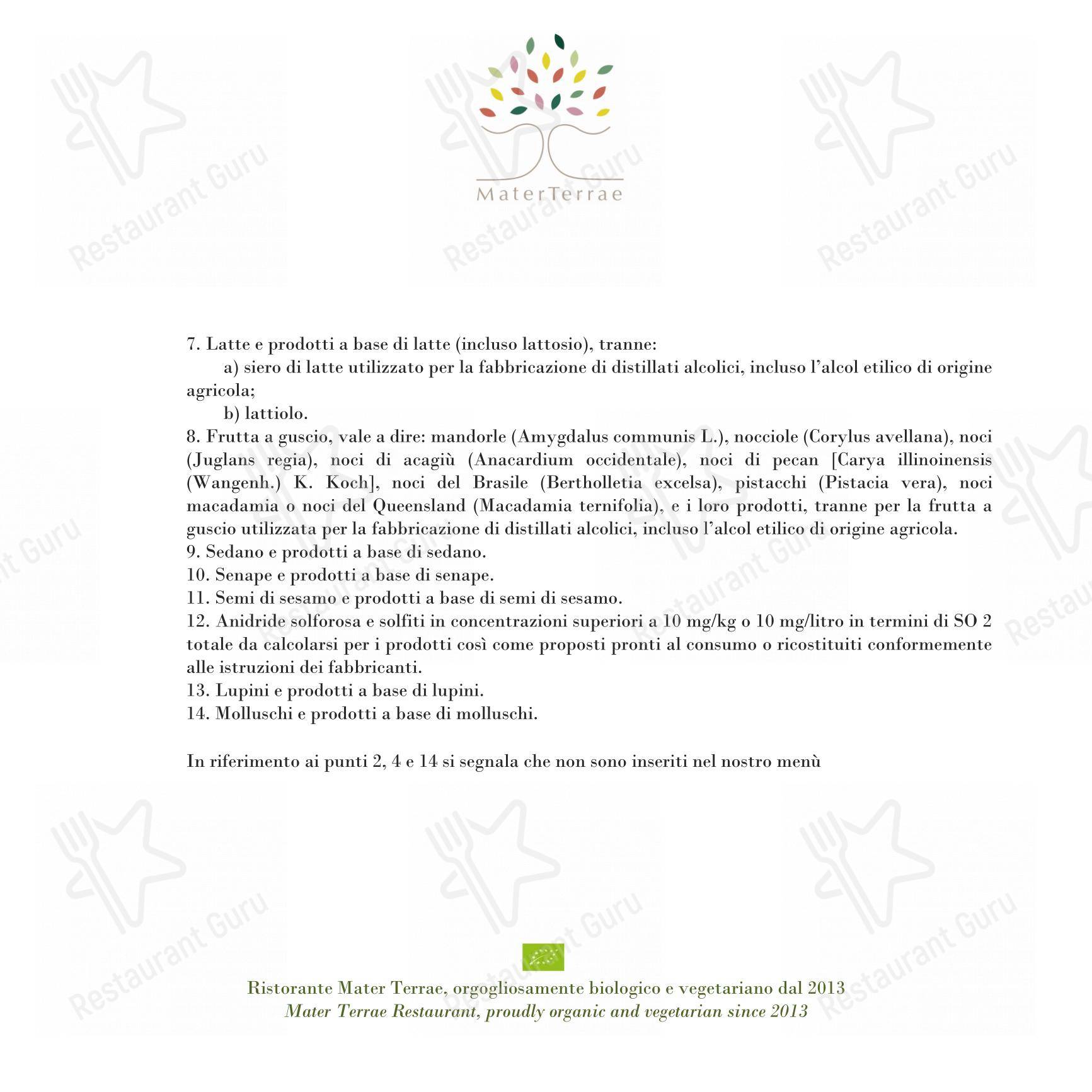 Menu di Mater Terrae - At Home Catering Menu