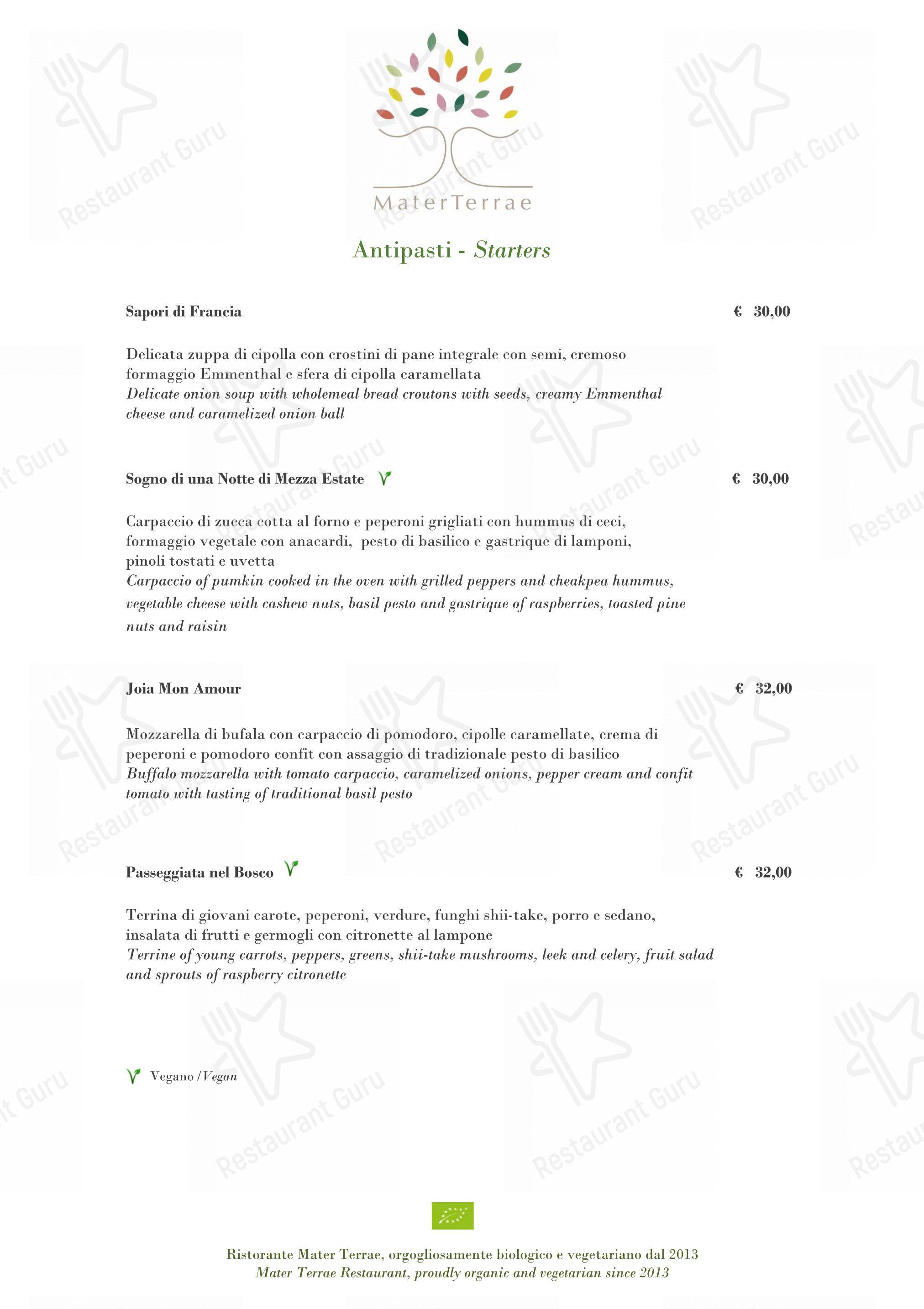 Коктейльная карта per Mater Terrae ristorante