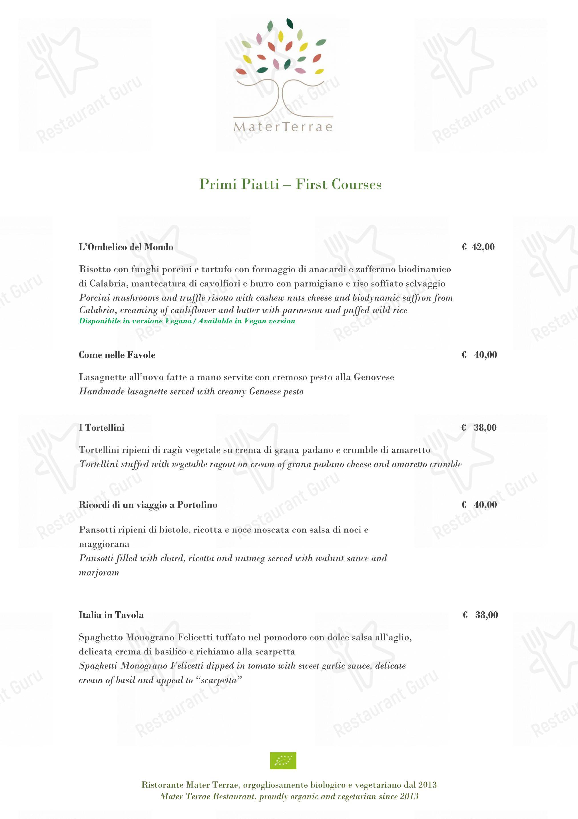 Menu di Mater Terrae - Коктейльная карта