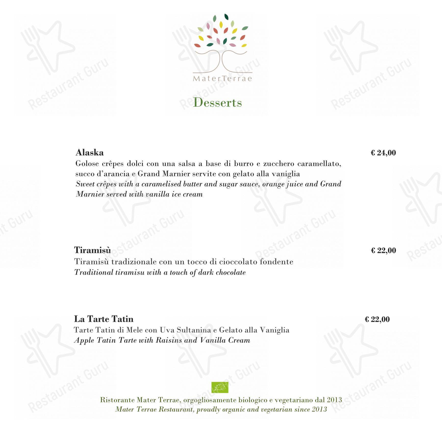 At Home Catering Menu per Mater Terrae in Roma