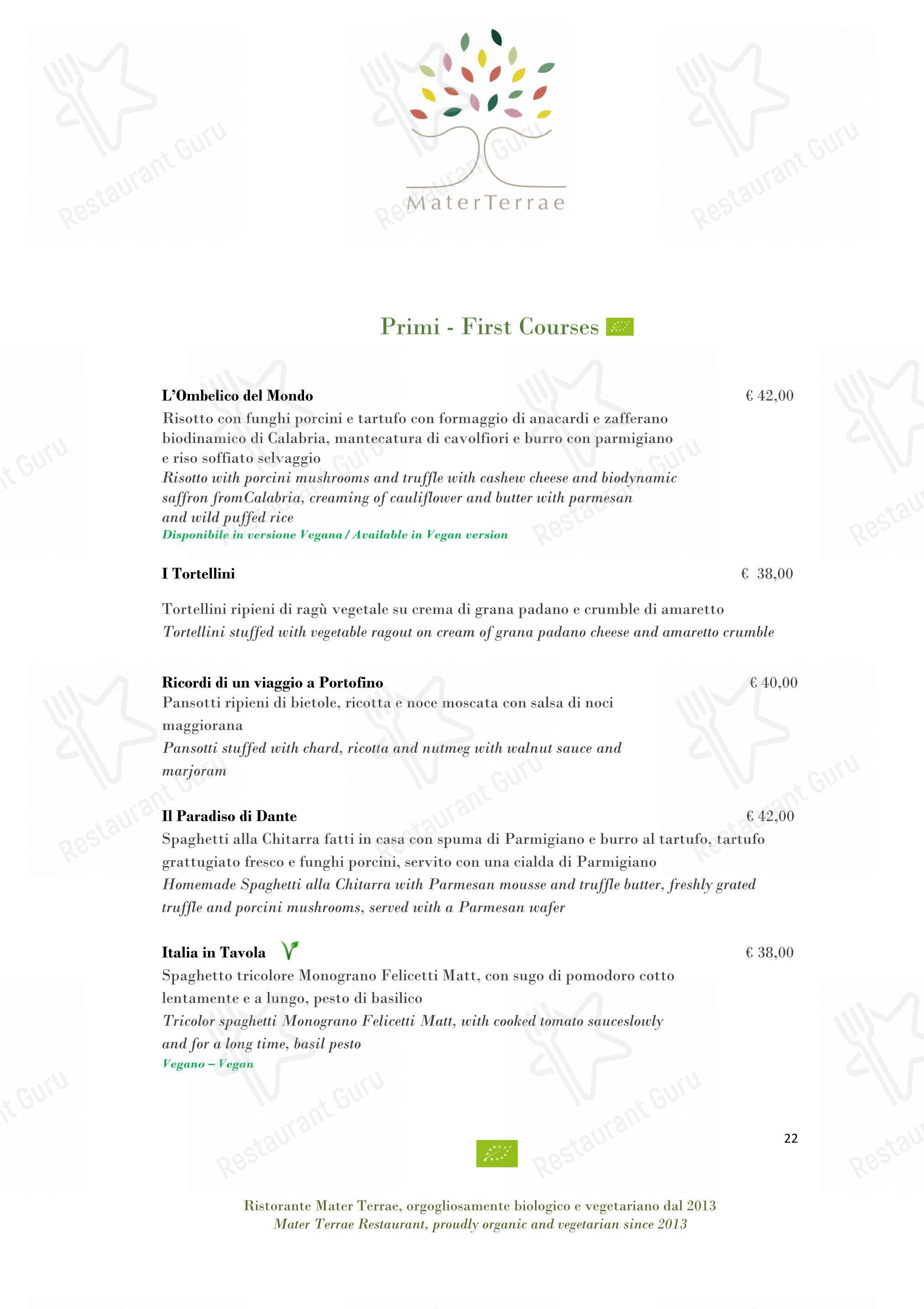 Menu di Mater Terrae - Takeaway Menu