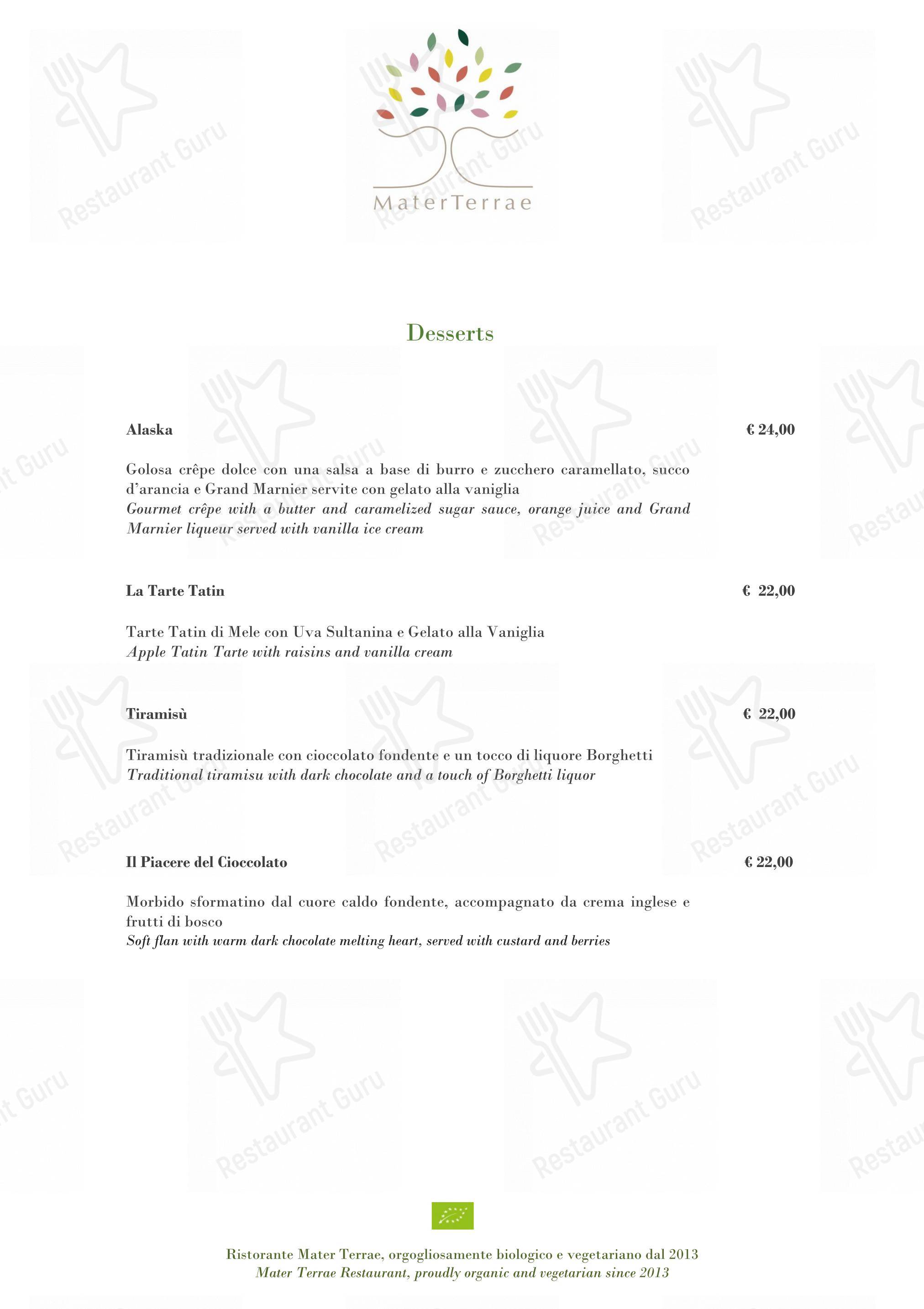 Menu di Mater Terrae - Menu bar