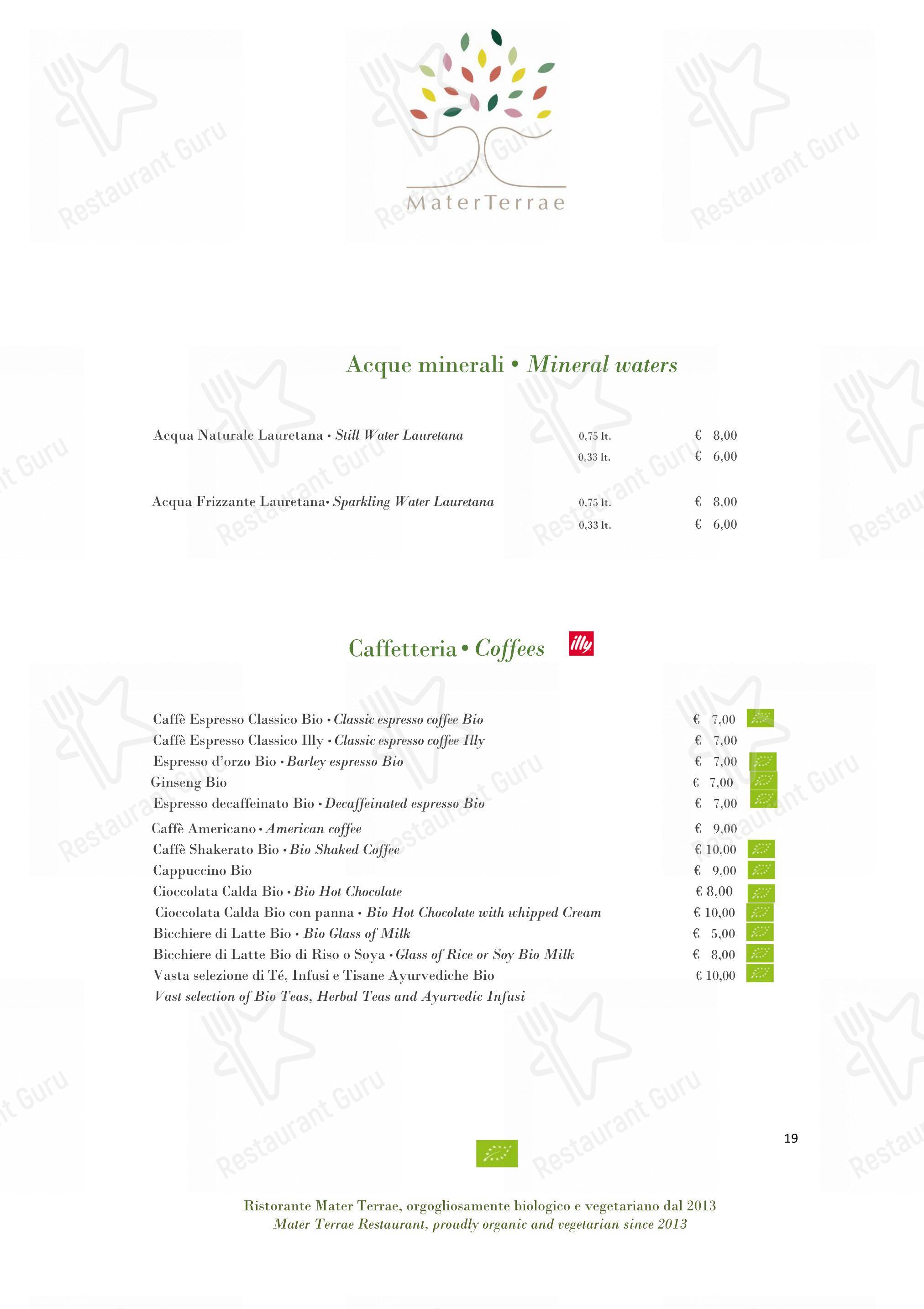 Takeaway Menu per Mater Terrae in Roma