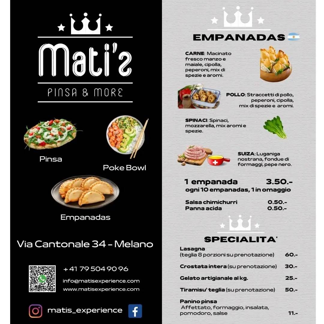 Menu de Mati's Experience