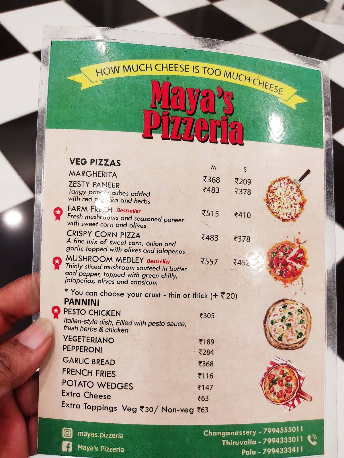 Maya's Pizzeria Pala menu