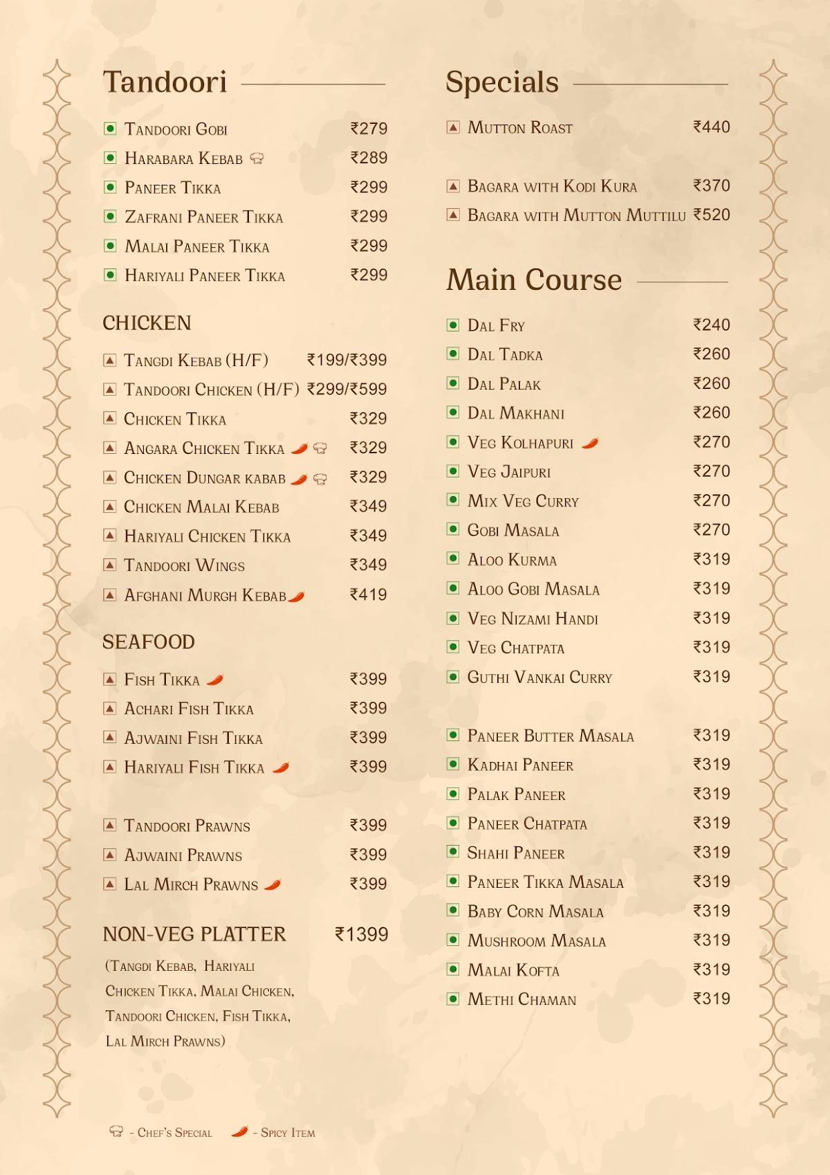 Mayukha Restaurant - The Taste of Tradition menu