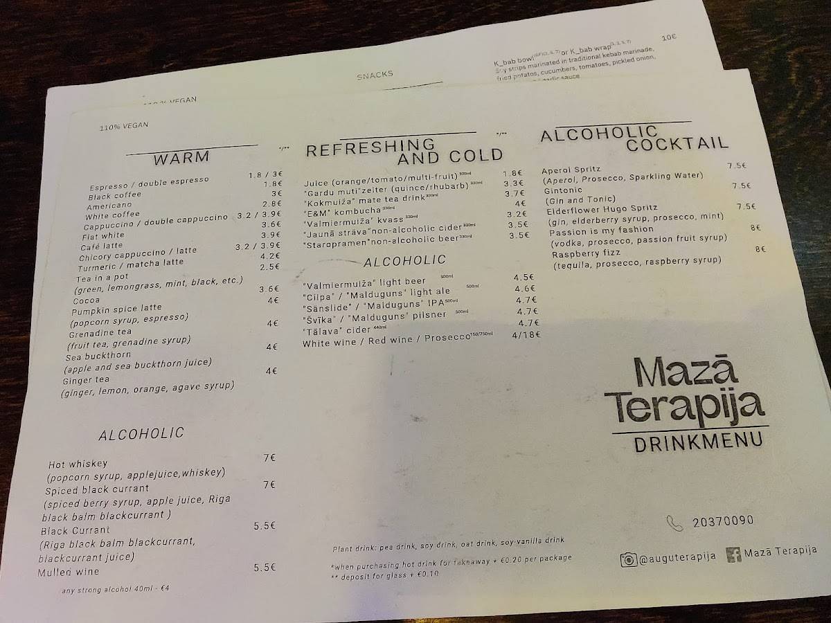 Menu de Mazā Terapija