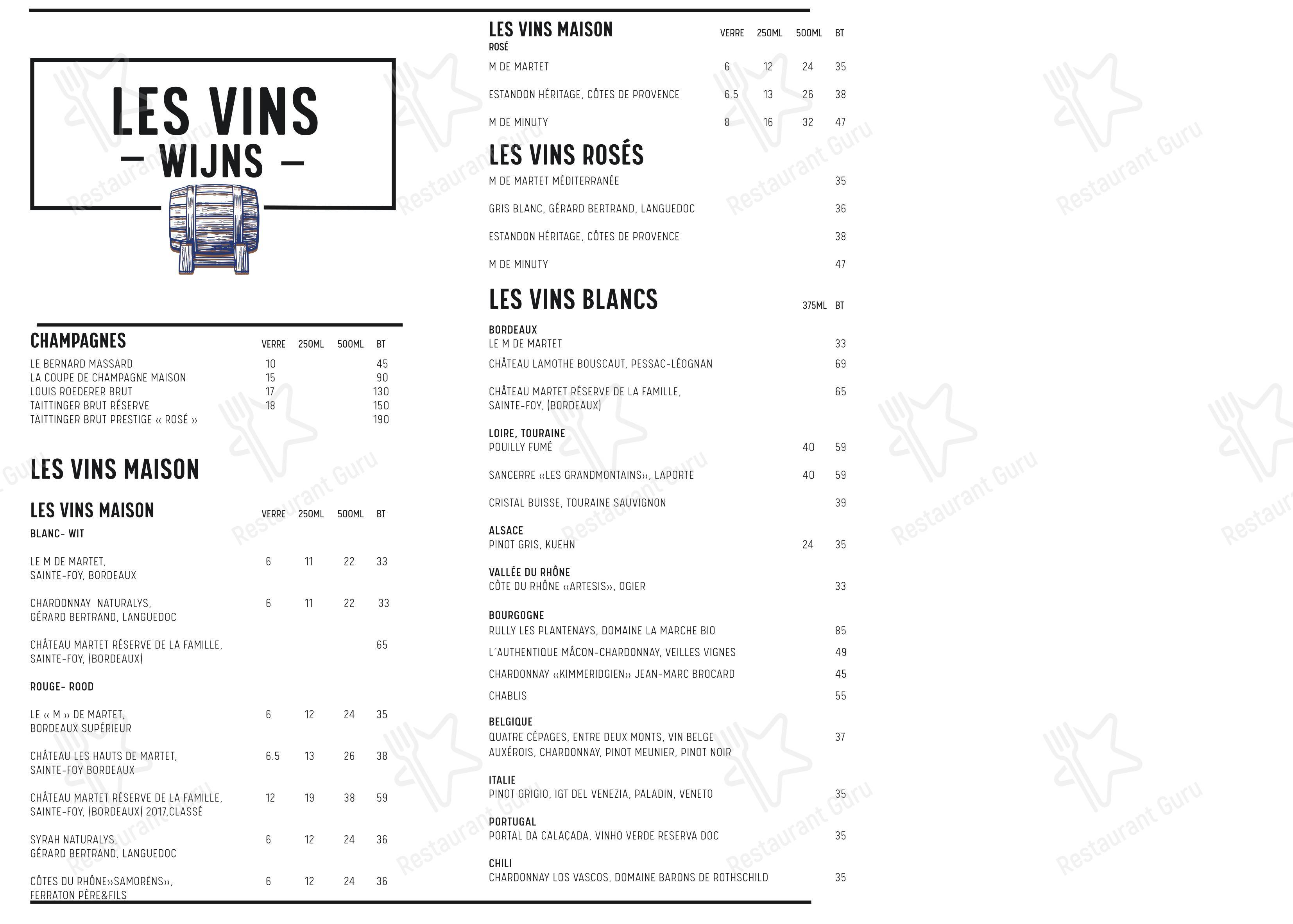 Brasserie des Étangs Mellaerts dans Woluwe-Saint-Pierre - Menu