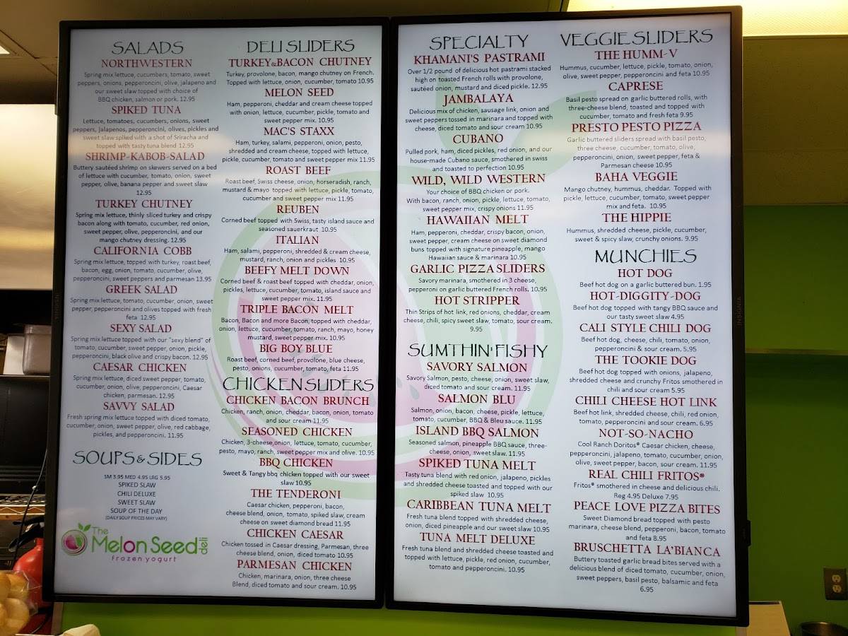 Menu at Melon Seed Deli & Frozen Yogurt fast food,