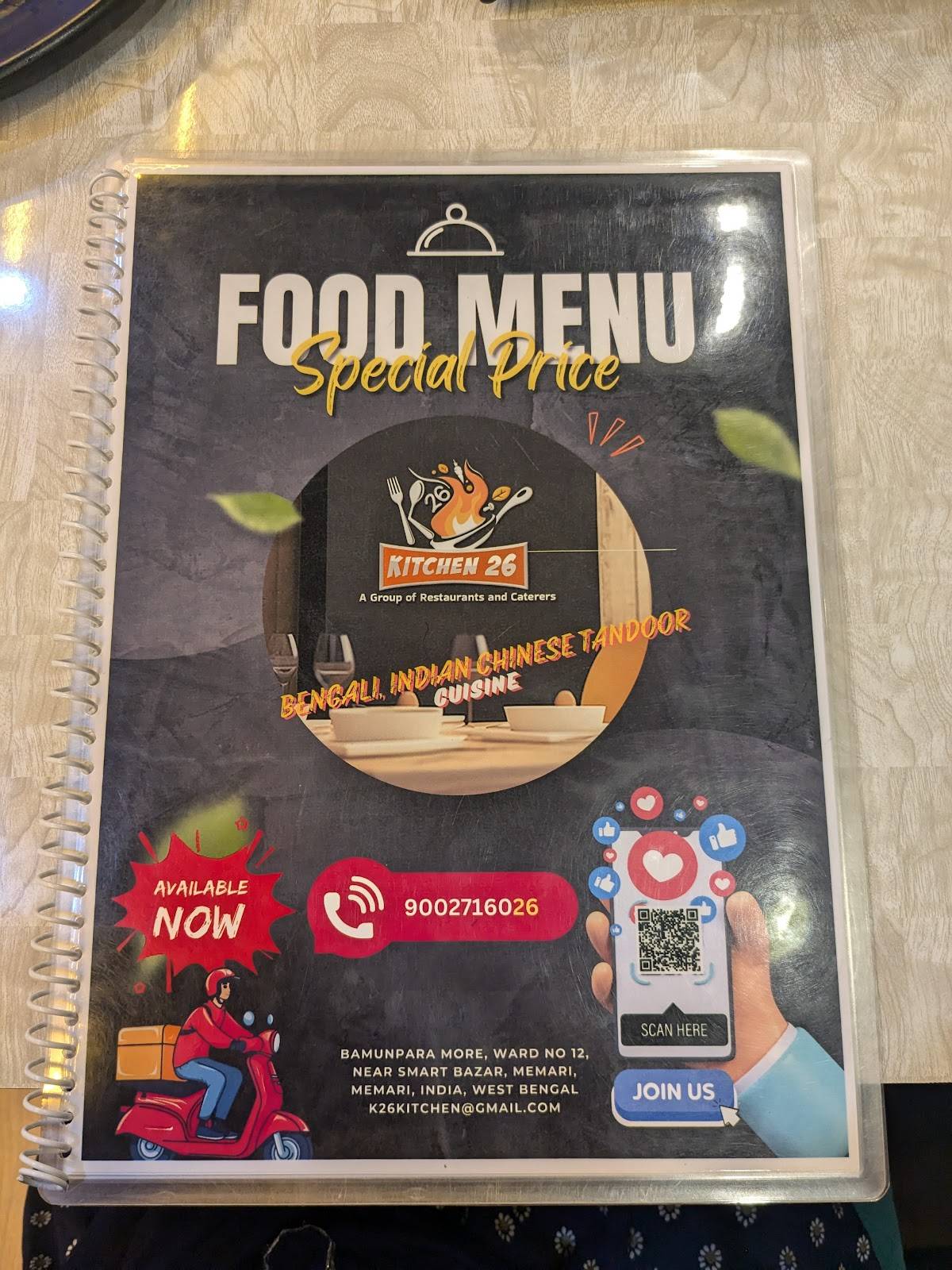 Kitchen 26 menu