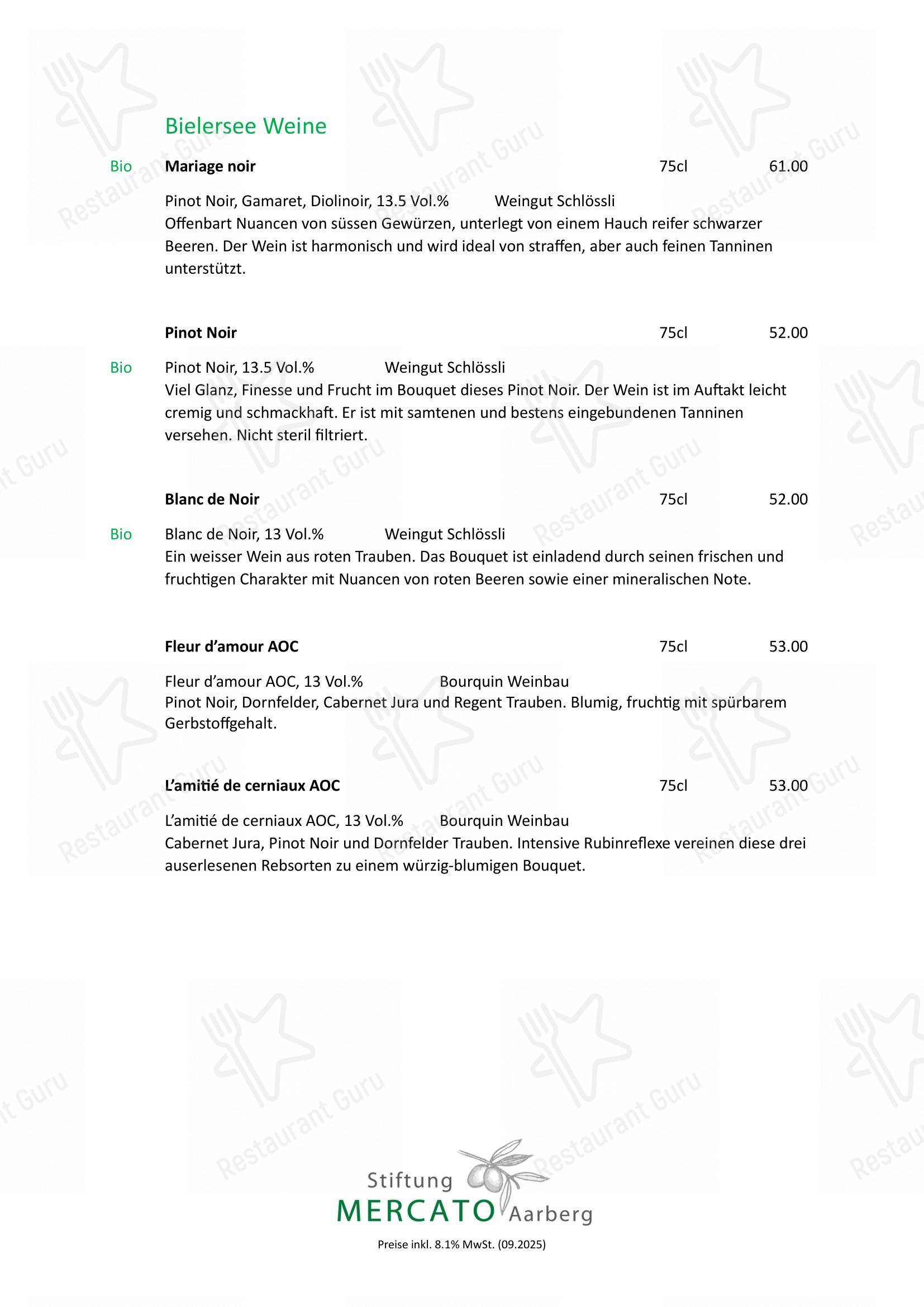 Menu per Mercato ristorante