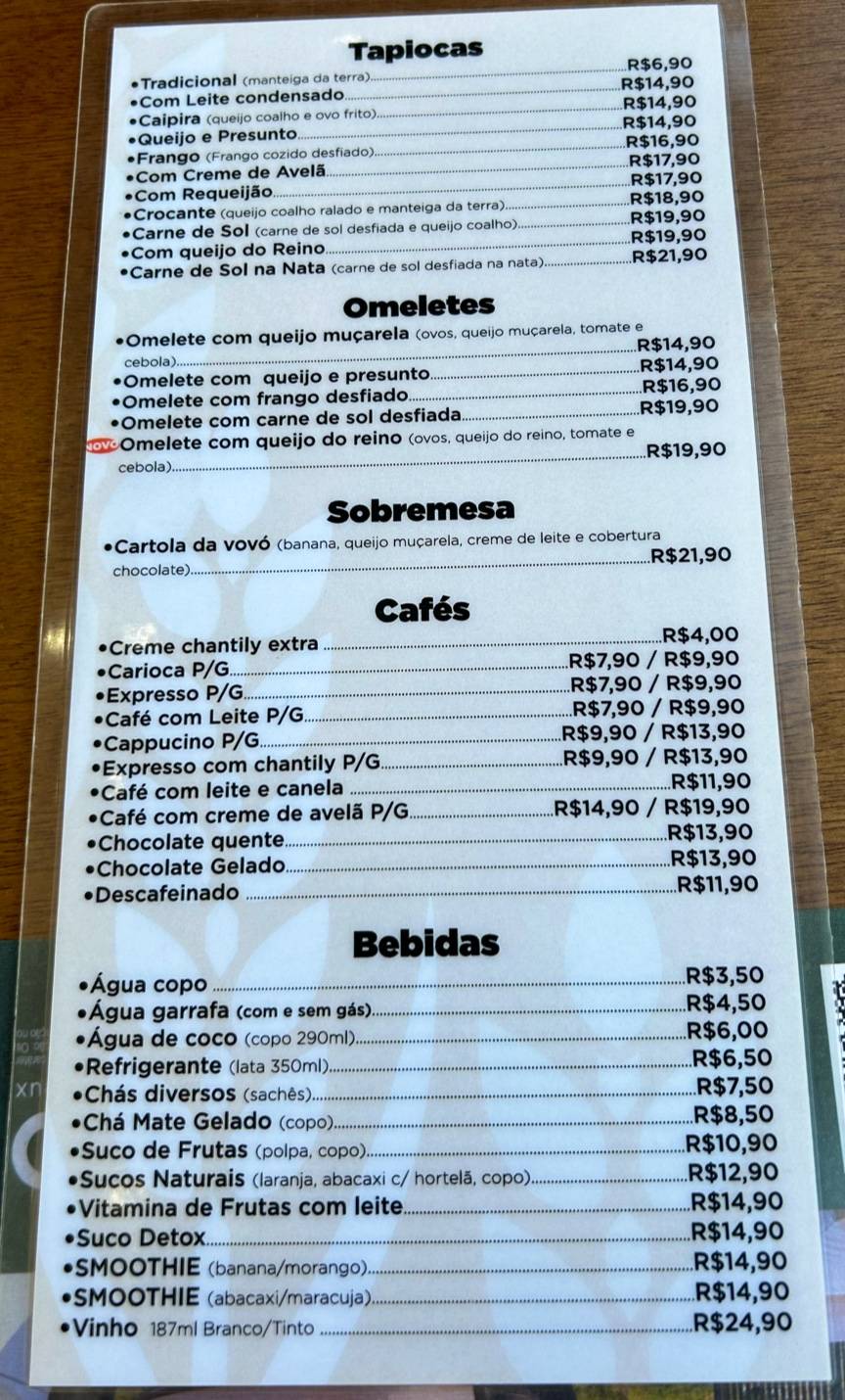 Padaria Mercatto cardápio