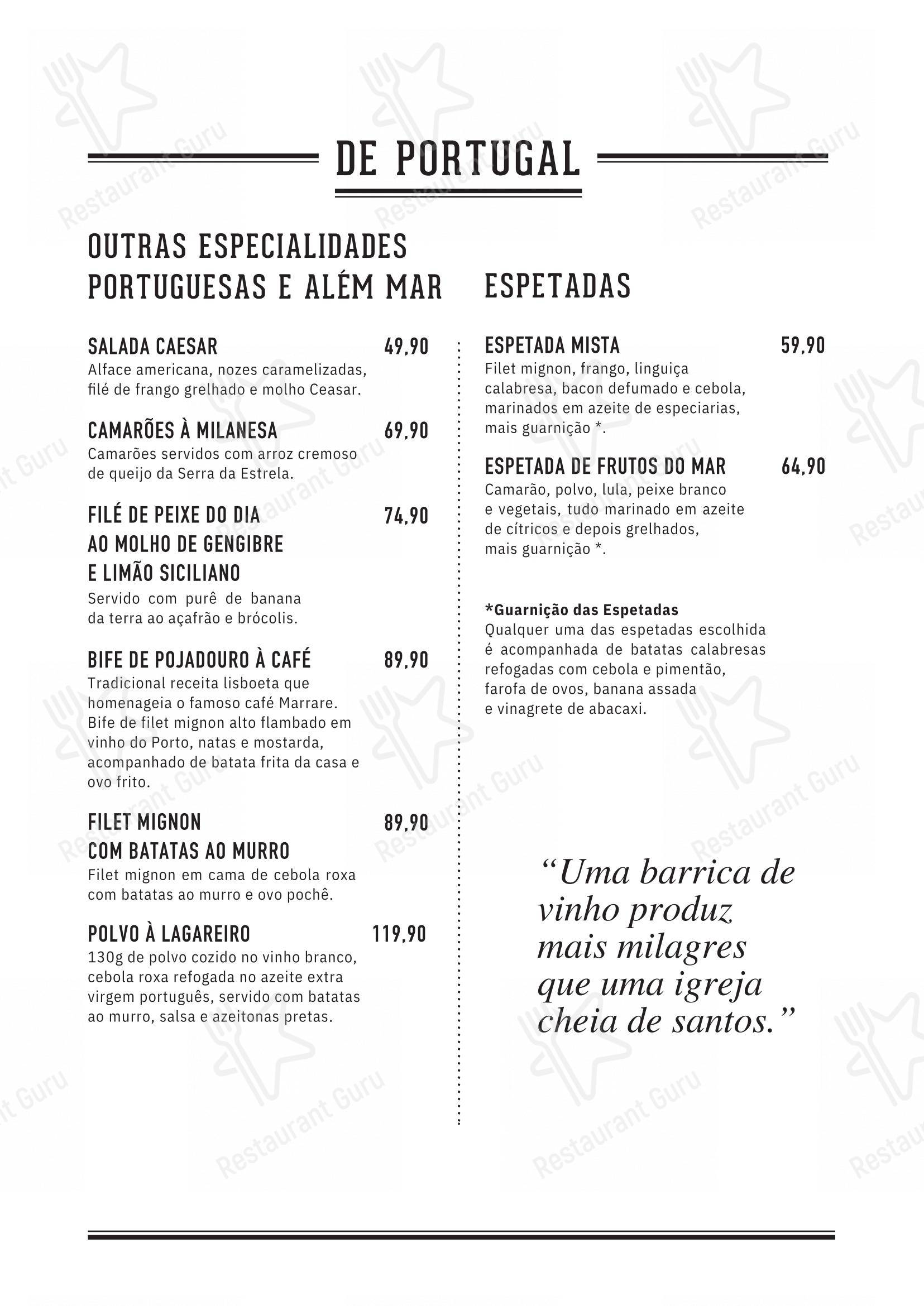 Menu para Mercearia da Praça em Rio de Janeiro