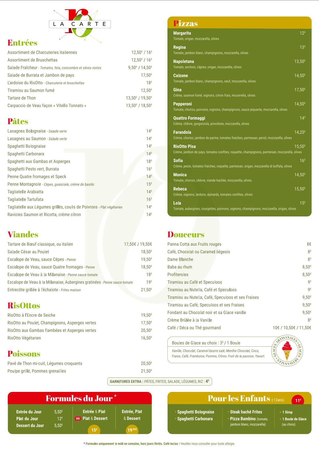 Menu de Le RisOtto