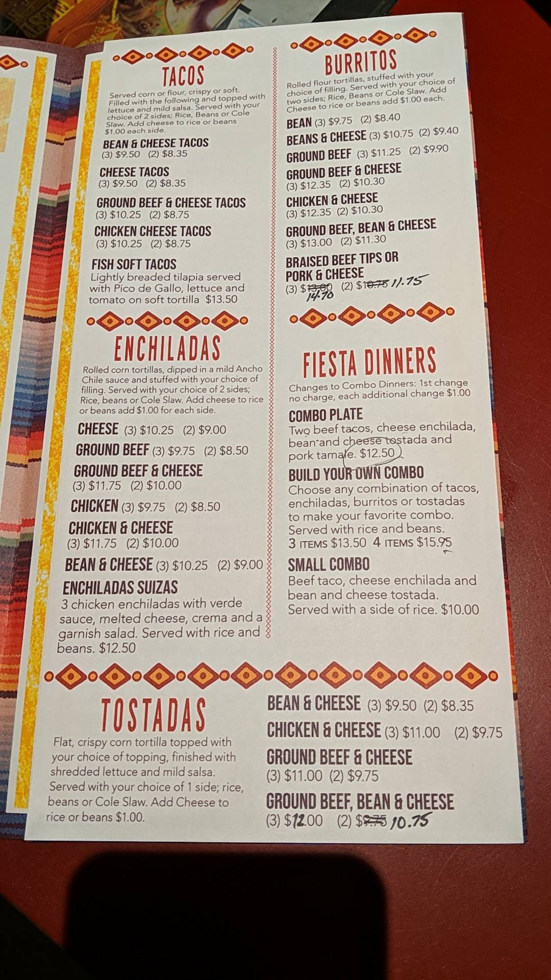 Menu at Mexican Fiesta Dearborn Hgts. restaurant, Dearborn Heights