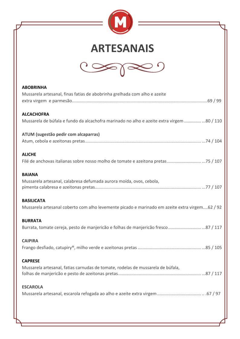 Micheluccio Pizzaria no Morumbi cardápio