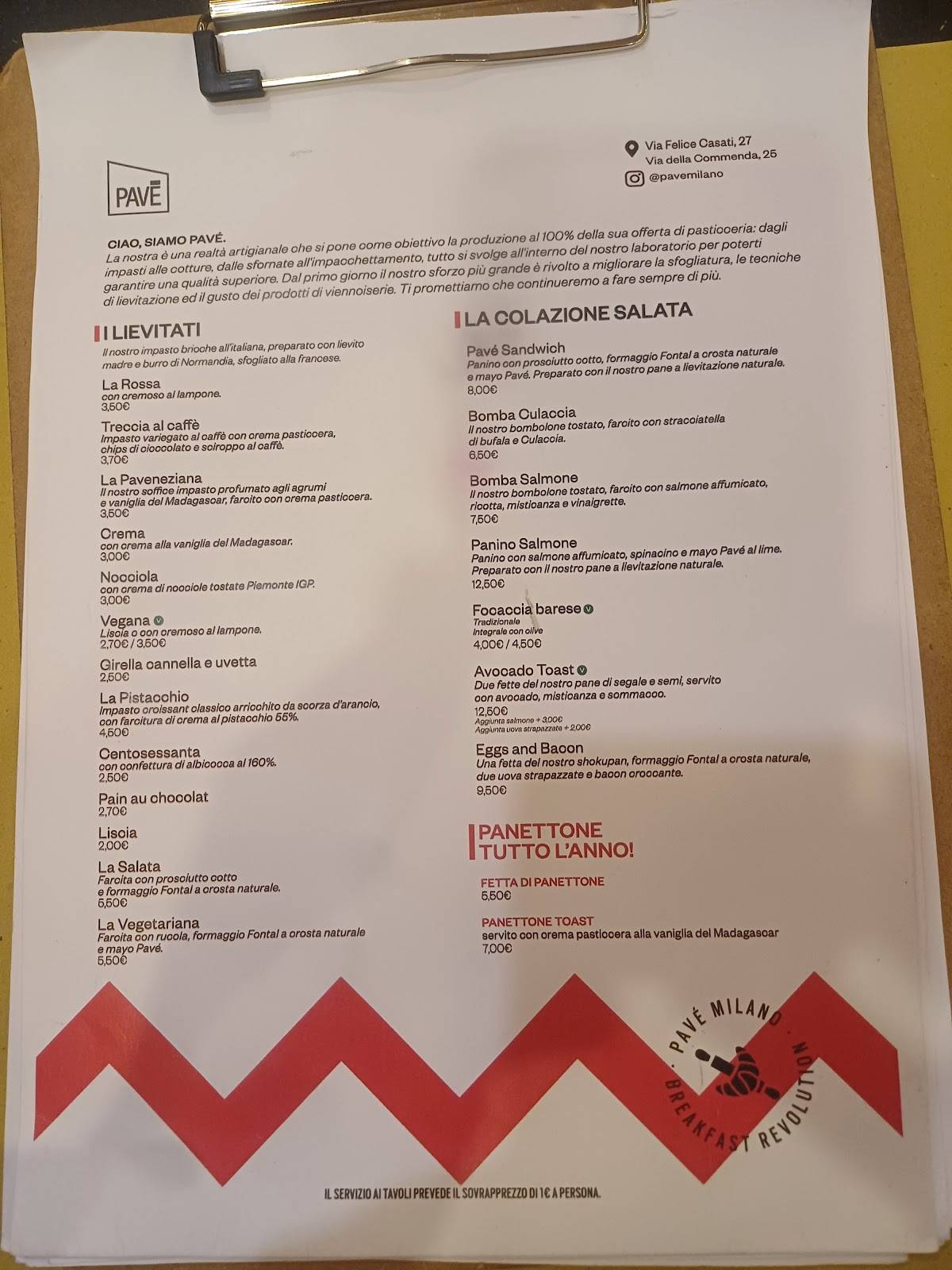 Menu di Pavé 