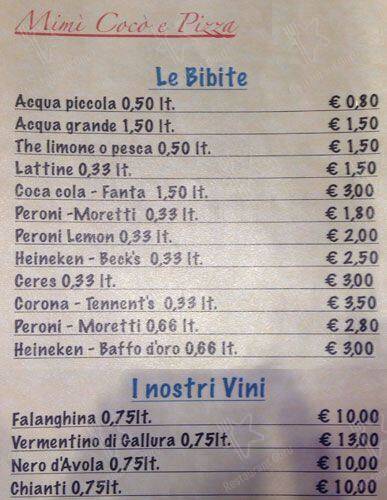 Menu di Mimì Cocó E Pizza 