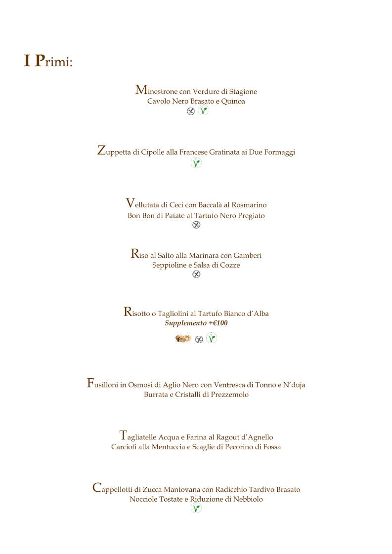 Menu di Ristorante Mirabelle 