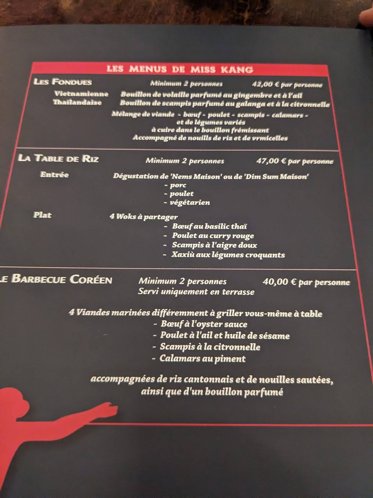 Menu de Miss Kang