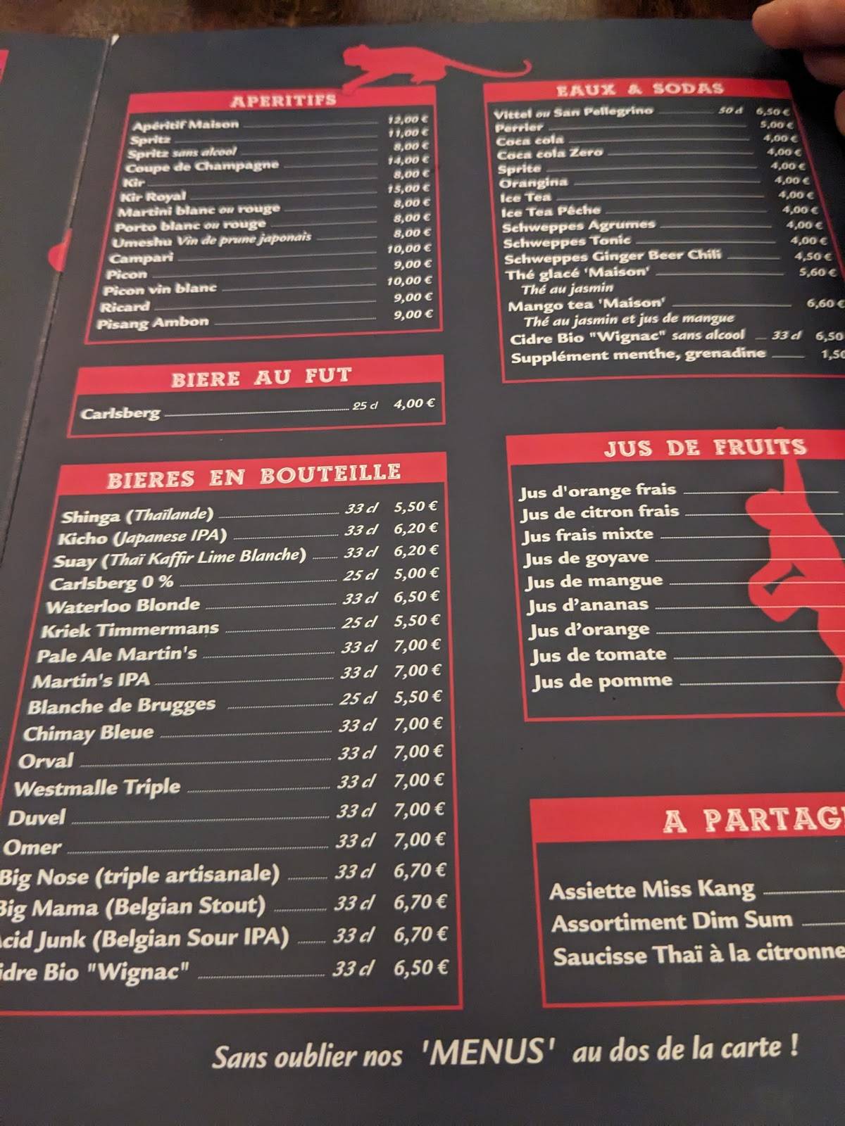 Menu de Miss Kang