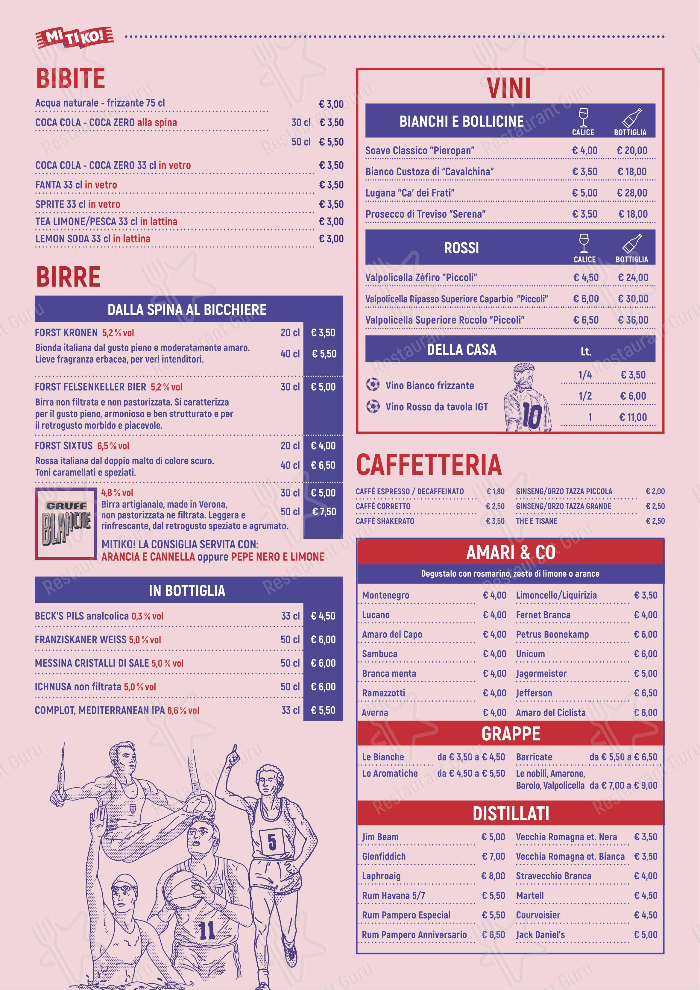 Menu di Mitiko - Ristorante sportivo, Pizzeria e Burger - Menu