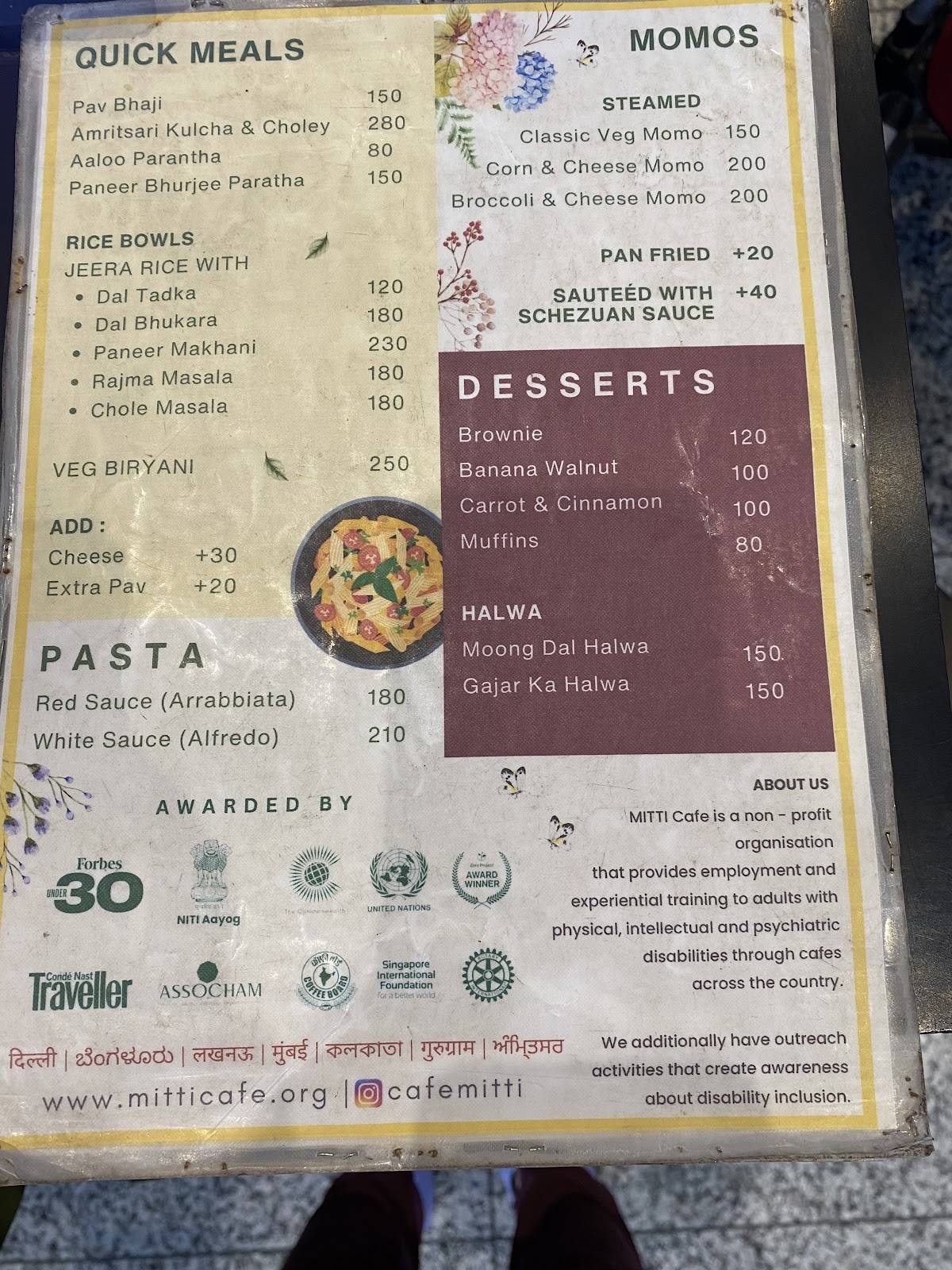 Mitti Cafe menu