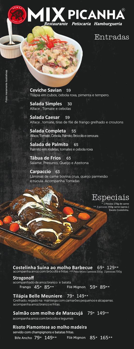 Mix Picanha Olímpia cardápio