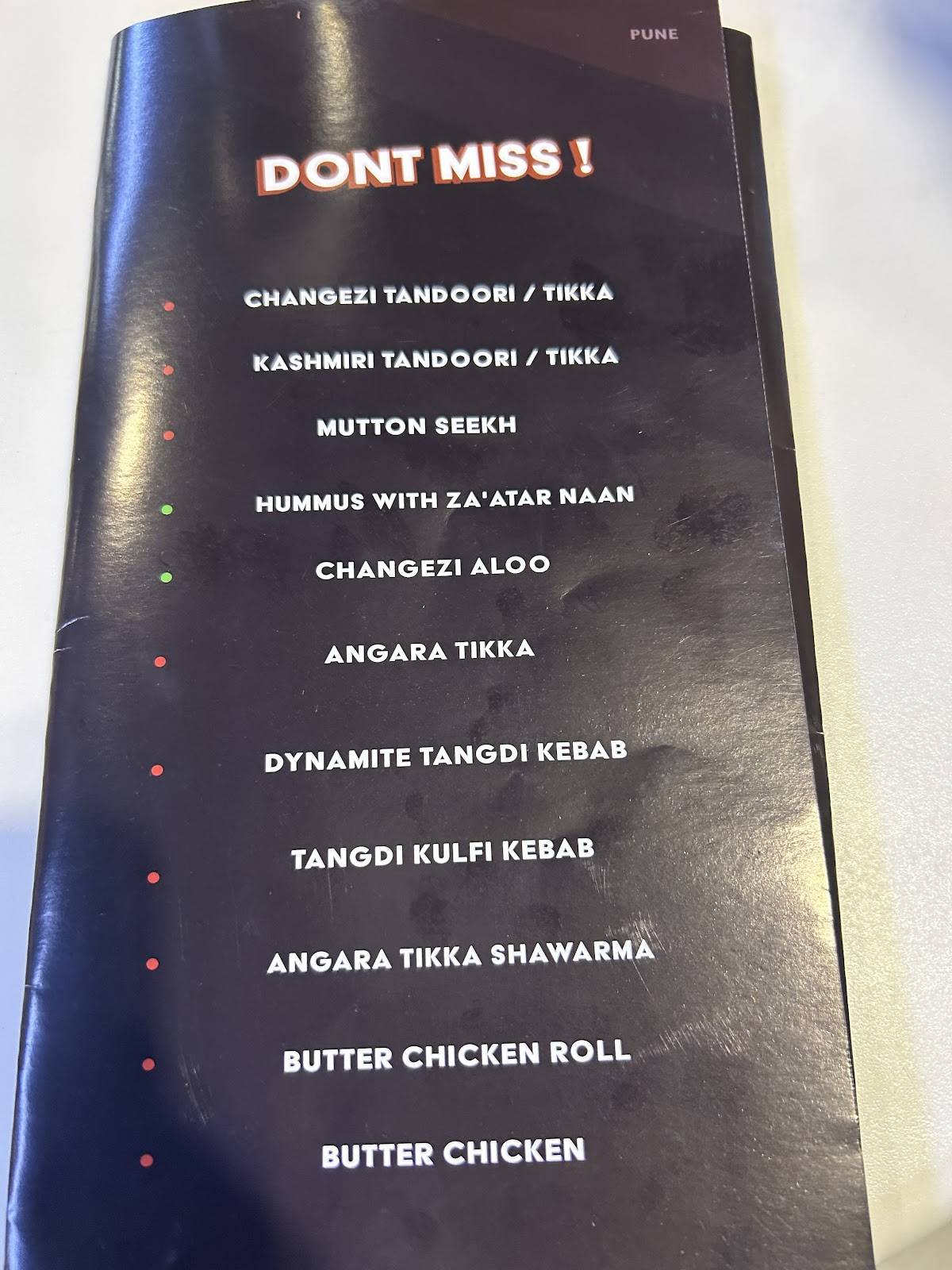 Miya Kebabs menu