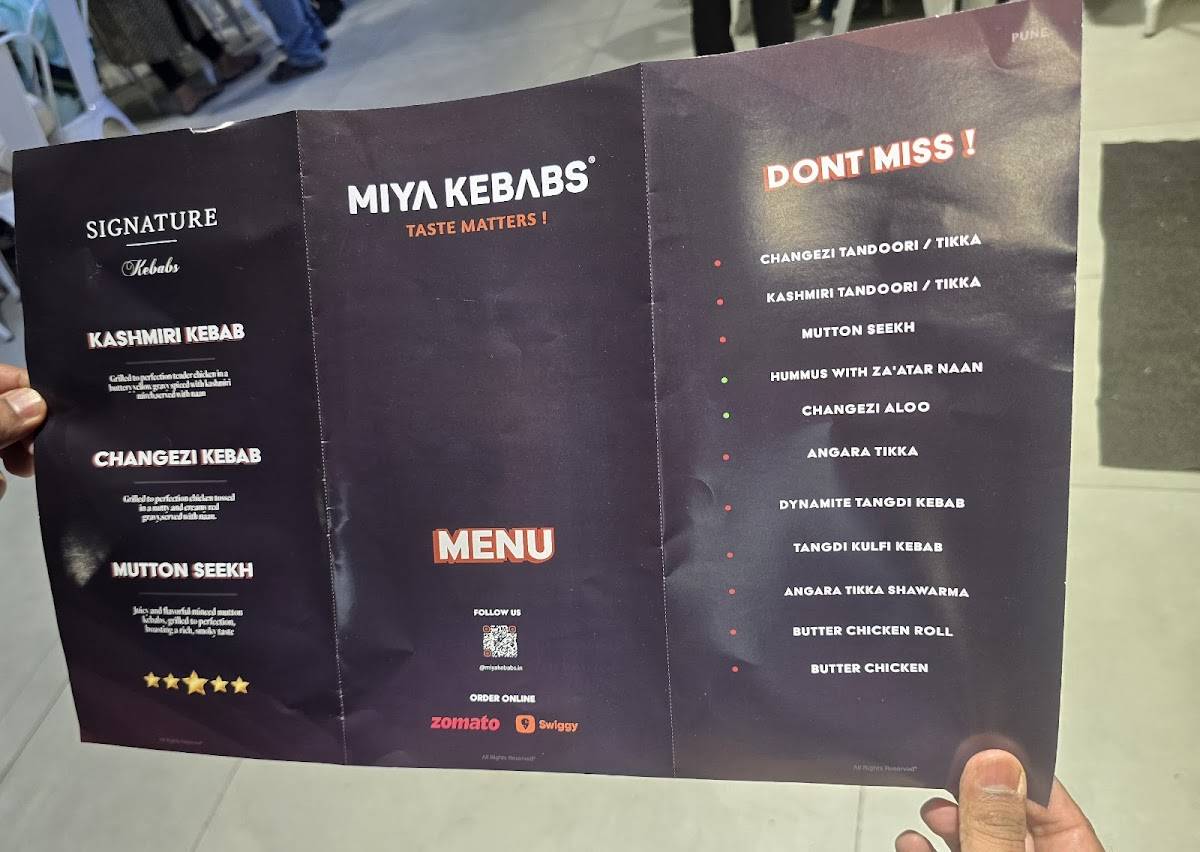 Miya Kebabs menu