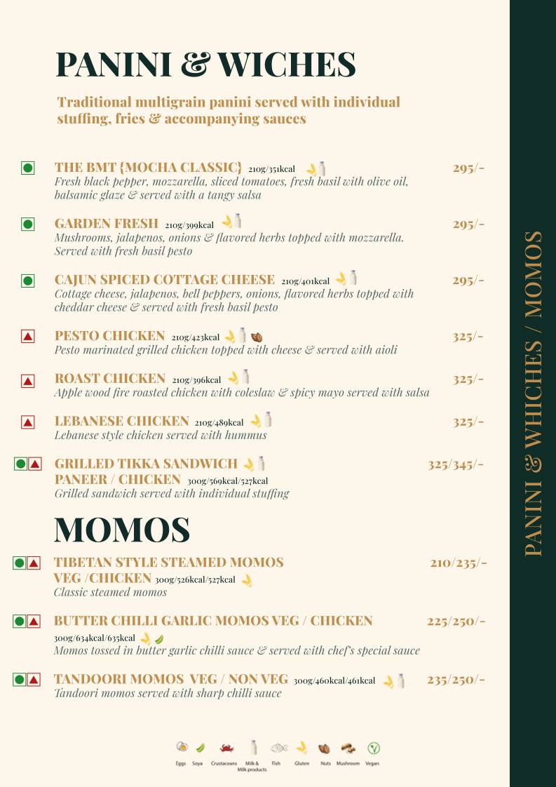 Mocha Udaipur menu
