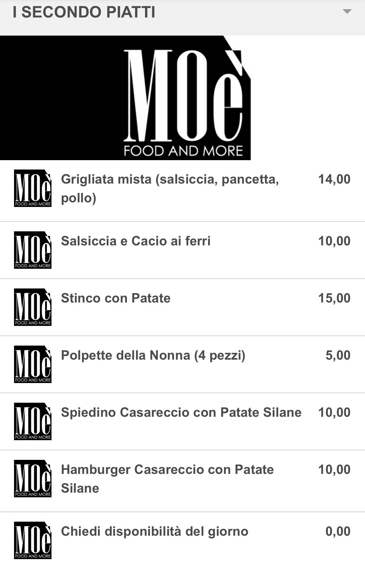 Menu di Moè cucina tipica calabrese 
